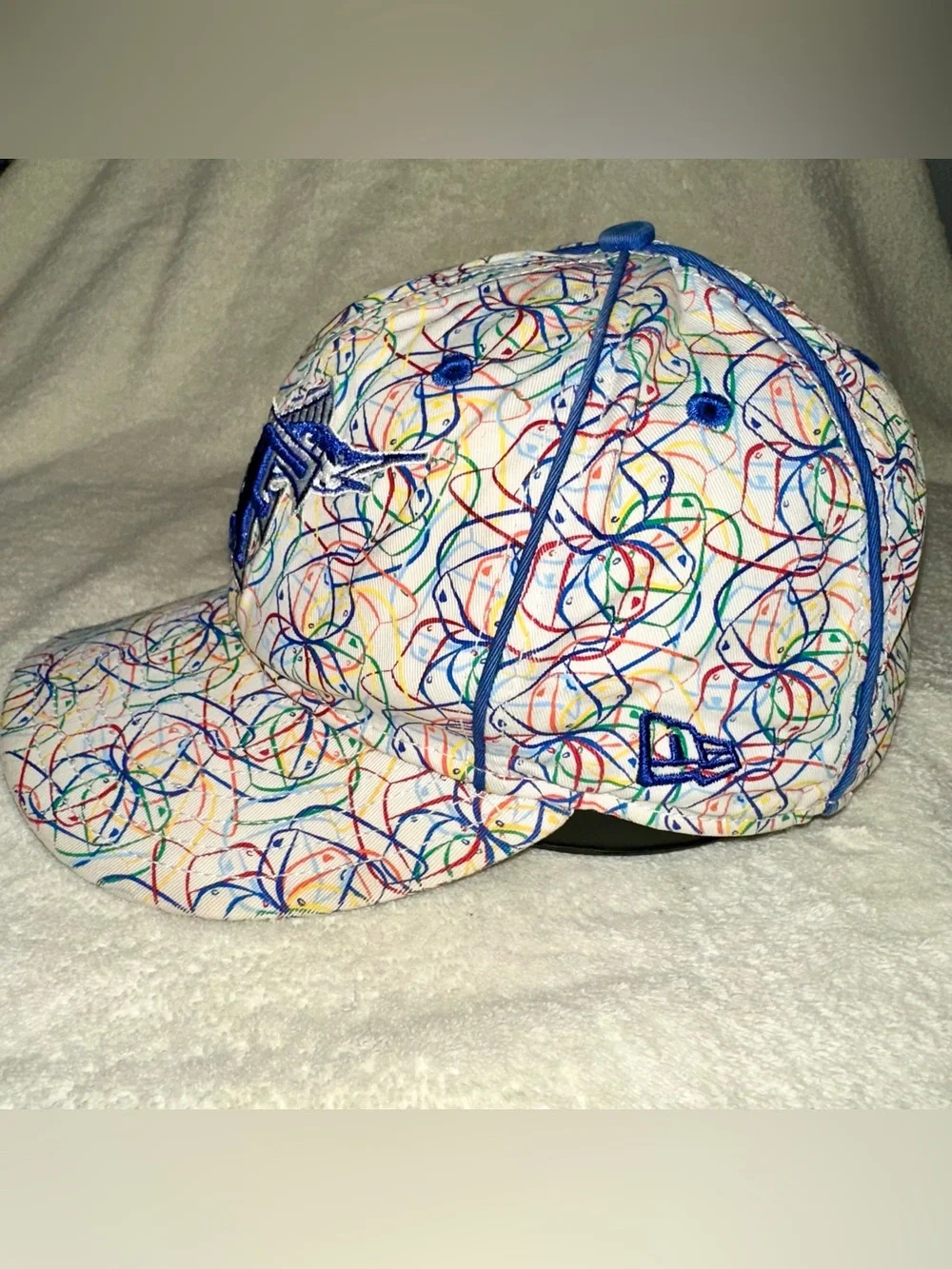 Vintage New Era 59FIFTY Florida Marlins Scribble Fitted Hat Size 7 3/8 MLB Y2K